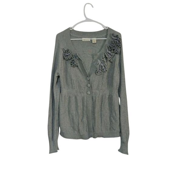 DKNY Jeans Women Cotton Cardigan Gray Embellished Button Up Long Sleeve Size XL - Picture 1 of 8